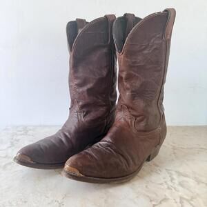 Vintage Code West BrokenIn Brown Leather Cowboy Boots with Metal Toe Caps